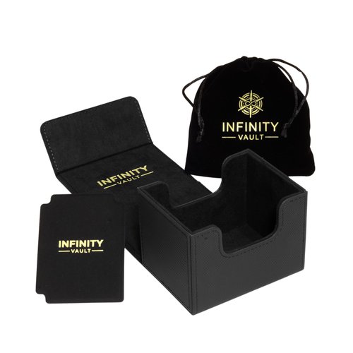 Sideloader 100-100 Card Deck Box - Scratch Resistant Commander MTG Deck Box - Stores and Protects 100 Double Sleeved Cards - TCG Trading Card Deck Box (Black Interior (Gold Logo))