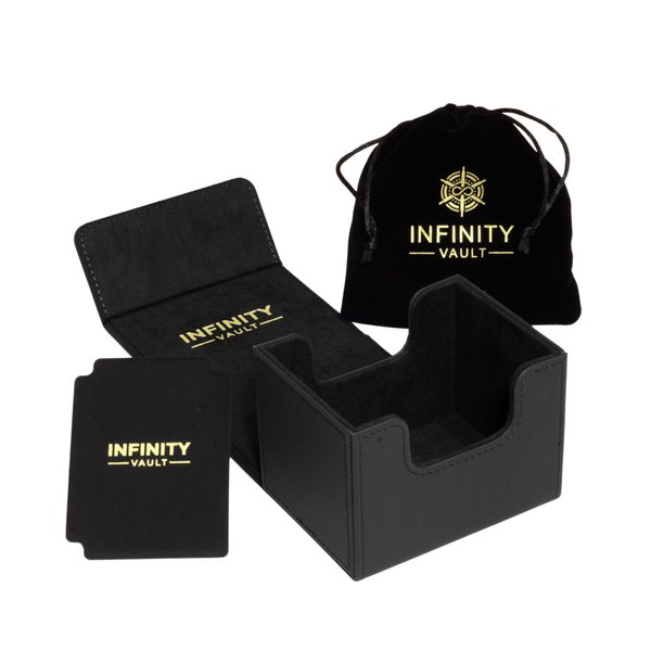 Sideloader 100-100 Card Deck Box - Scratch Resistant Commander MTG Deck Box - Stores and Protects 100 Double Sleeved Cards - TCG Trading Card Deck Box (Black Interior (Gold Logo))