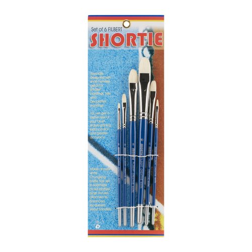 Creative Mark 6 Piece Filbert Short Handle Paintbrush Set, Perfect for Oil and Alkyd Painting, Traveling & Workshops