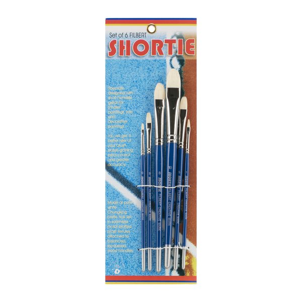 Creative Mark 6 Piece Filbert Short Handle Paintbrush Set, Perfect for Oil and Alkyd Painting, Traveling & Workshops