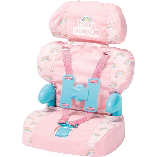 Casdon Baby Huggles Toys - Pink Booster Seat - Car Seat For Dolls with Adjustable Headrest & Buckles - Fits Dolls Sizes Up to 14" - Suitable for Preschool Toys - Playset for Children Aged 3+