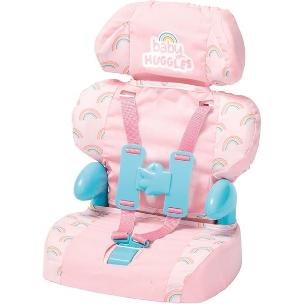 Casdon Baby Huggles Toys - Pink Booster Seat - Car Seat For Dolls with Adjustable Headrest & Buckles - Fits Dolls Sizes Up to 14" - Suitable for Preschool Toys - Playset for Children Aged 3+