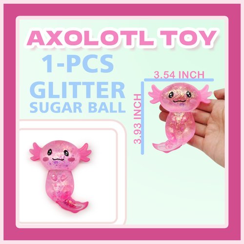 ZTATU Axolotl Toy Stress Balls for Kids (1PCS) Squishy Sugar Ball Sensory Fidget Toys, Salamander Animals Toys, Axolotl Gifts Party Favors Stress Ball, Sensory Toys for Kids (Pink)