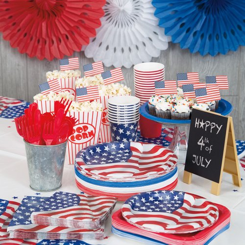 USA Flag Round Dessert Plates - 7" (8 Count) – Premium Quality Paper, Eco-Friendly & Durable, Patriotic Design - Perfect For July 4th & All-American Celebrations
