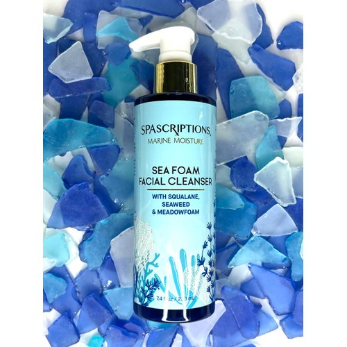 SpaScriptions Marine Moisture Sea Foam Facial Cleanser, Hydrating Foaming Face Cleanser, Purifying Daily Face Wash, Moisturizing, with Squalene, Seaweed & Meadowfoam, 7.4 oz