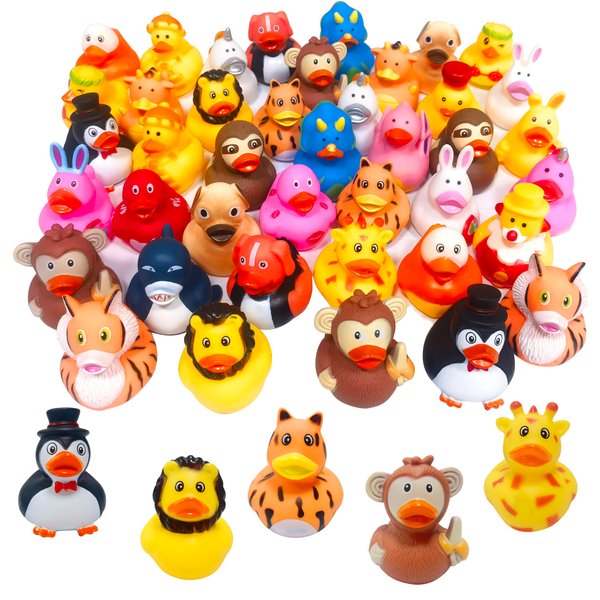 36 Pcs Rubber Ducks for Jeep Baby Showers Accessories Duckies Bath Toys for Kids Holiday Party Favors Gift Exchange (Animal)