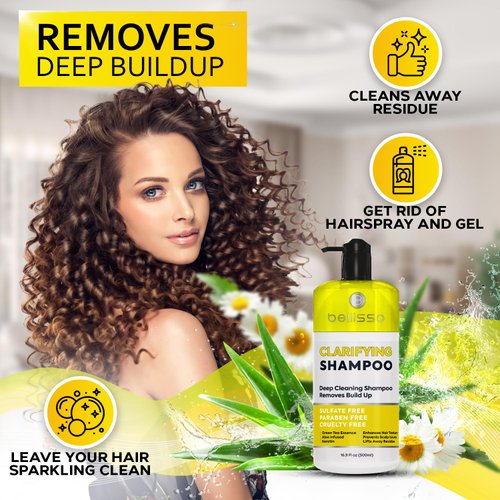 Clarifying Shampoo for Women and Men - Ideal for Oily Hair and Build Up - Gentle, Moisturizing Sulfate Free Formula - Safe for Color Treated, Curly Perms and Dry Scalps - Remove Chlorine for Swimmers