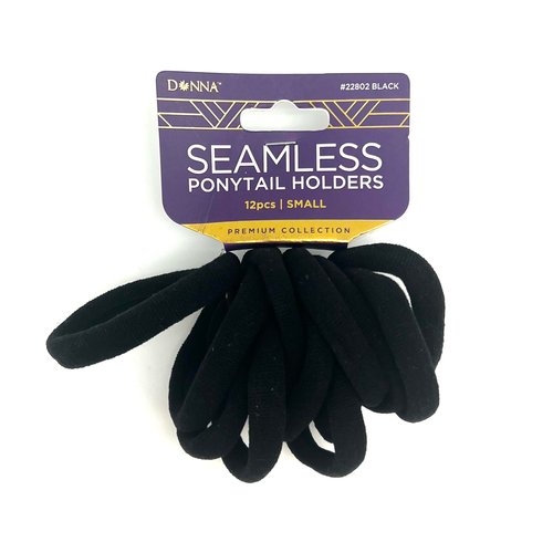 DONNA Small Seamless Ponytail Holders 12pcs, Elastic Hair Band, Hair Accessories for Women Black ...