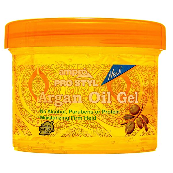 AmPro Pro Styl Argan Oil Styling Gel - Moisturizes and Conditions Your Strands - Non-Flaking, Alcohol Free, Vegan Formula - Creates Flexible, Touchable Hold for All Hair Textures - 10 oz