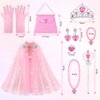 AOMIG 11PCS Princess Cape Set, Princess Cape Clothes With Crown, Wand, jewelry, and bag, Princess Dress Up Clothes for Little Girls, Princess Cape for 3-8Year Old Halloween Christmas Birthday Gifts