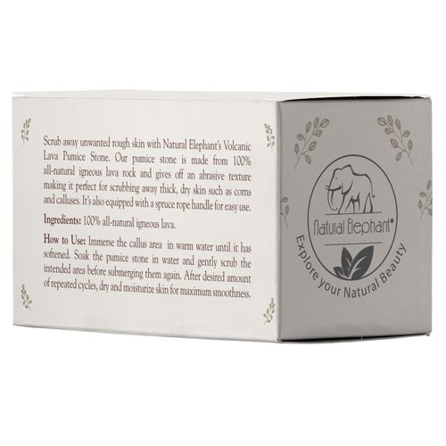 Natural Elephant Natural Volcanic Lava Pumice Stone Callus and Foot Pedicure Rock Scrub Packs (Single Pumice Stone)