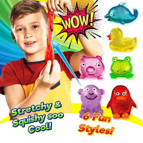 Ja-Ru's Splat Pets - Animal Stress Balls (6 Splat Animals Assorted). Sensory Fidget styrofoam Beads for Kids and Adult. Squeeze Toys Party Favors Christmas Stocking Stuffers. 5302-6s