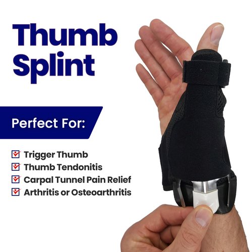 Thumb Splint CMC Thumb Brace - Thumb Spica Splint for Thumb Arthritis Pain Relief & Thumb Support. Wrist Brace & Thumb Stabilizer Thumb Support For Joint Tendonitis. Fits Left Right Hands Womens Mens