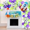 134 Pieces Buzz Birthday Party Balloon Garland Arch Kit 10 5 inch Purple Green Silver White Latex Balloons with Rocket Star Foil Balloon for Buzz Themed Birthday Party Decorations