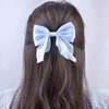 Andelaisi Boho Bow Hair Clips Satin Bow Hair Barrettes Silky Hair Clip Barrette Vintage Bowknot Hair Accessory Satin Ribbon Bowknot Clip Headpiece for Women and Girls Headdress (Blue)