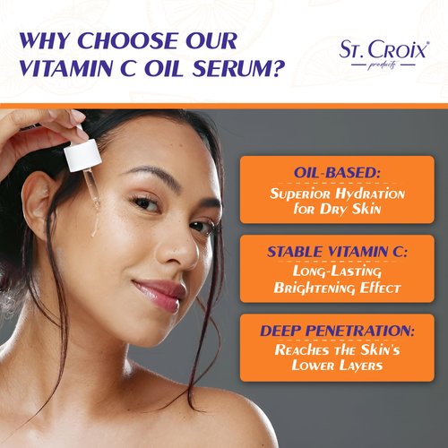 Vitamin C Brightening Oil Serum for Aging and Dry Skin with Matrixyl 3000 & Hyaluronic Acid