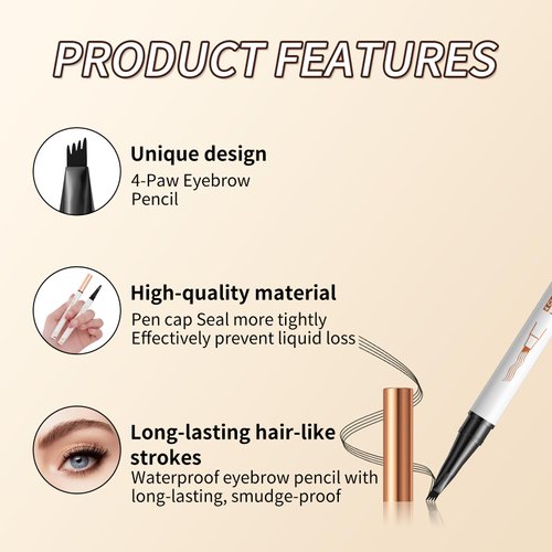 2024 New Magic Eyebrow Pencil,3D Waterproof Microblading Eyebrow Pen with 4 Fork Tip,Natural Makeup Long-Lasting Eyebrow Pencil,Makeup Fine Stroke Eyebrow Tattoo Pencil (Dark brown-C)