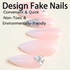 Almond French Tip Press on Nails Long Rhinestones False Nails Artificial Acrylic Nails Silver Glitter Powder Design Fake Nails 24Pcs Full Cover Reusable Coffin Nails Glue on Nails for Women Supplies