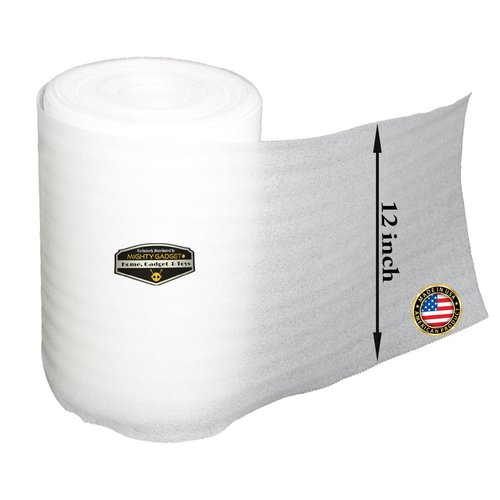 Mighty Gadget (R) 12" Wide x 300" Length (Inch) - 25 Feet Foam Wrap Rolls for Moving Packing Foam Roll Packing Materials. Packing Paper Alternative Shipping Supplies
