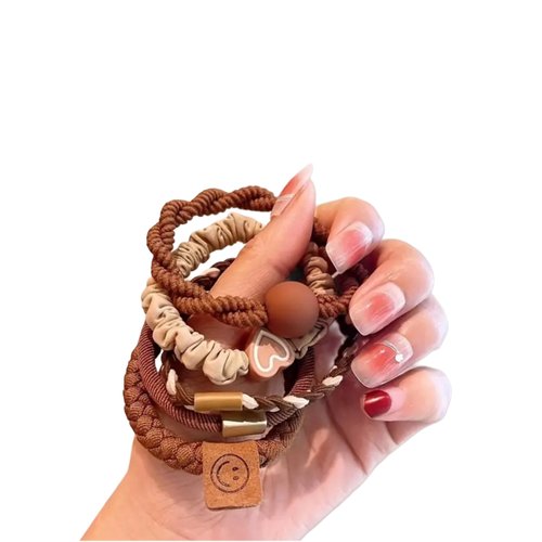 10 Sets Of High Elasticity Durable Leather Sleeves, Headband, Rubber Bands, Women's Hair Tie, High-end Rubber Bands, Simple Temperament Hair Rings