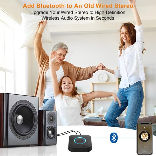 [Upgraded] 1Mii B06 Plus Bluetooth Receiver, HIFI Wireless Audio Adapter, Bluetooth 5.0 Receiver with 3D Surround aptX Low Latency for Home Music Streaming Stereo System
