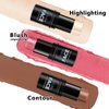3Pcs Cream Contour Stick Makeup Kit, Shades with Highlighter Stick, Blush Stick and Bronzer Contour Stick for Sculpt the Cheeks, Long Lasting, Waterproof, Matte & Dewy Finish (LIGHT)
