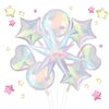 Transparent Iridescent Balloons, 9 Pcs Songstar Explosion Star Heart Clear Foil Balloons with Holographic Banner for Girl Birthday Mermaid Party Decorations Bachelorette Baby Shower Party Supplies