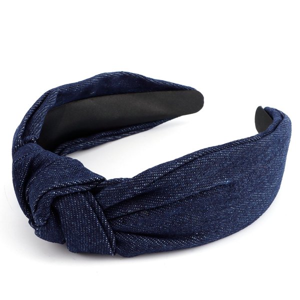 TOBATOBA Denim Headband Women Blue Knotted Headband for Women Denim Accessories for Women Head Bands No Slip Fashion Top Knot Headband Elastic Headbands for Women Girls