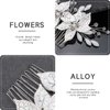 JONKY Wedding Flower Hair Comb Rhinestone Silver Hair Side Combs Crystal Wedding Hair Piece Floral Bridesmaid Hair Accessories for Women and Girls