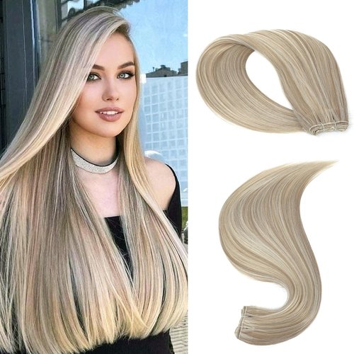 MEGICAEBEAUTY Long Straight Weft Hair Extensions Synthetic 30 Inch hair extensions weft sew in synthetic 200g #Piano Blonde Straight Hair extensions one Bundle (30 Inch,200g,Piano Blonde)