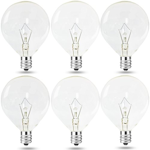 MEQIQTEK Scents Light Bulbs for Warmer - 25 Watt Bulb for Full Size Wax Melt Warmers, Replacement Bulb for Wax Warmer Burner Candle Warmer - G16 1/2 Globe Bulbs (6 Packs)