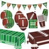 Football Party Supplies Kit Serve 24,Includes Dinner Plates, Dessert Plates, Napkins, Cups,Banner and Touchdown Tablecloth for Football Birthday Party Football Gameday Tailgate Party Decorations