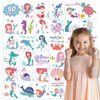 EMOME 50 Sheets Individually Wrapped Mermaid Tattoos for Kids Girls, Mermaid Temporary Tattoos for Birthday Party Decorations Favors Supplies, Ocean Themed Tattoo Stickers for Mermaid Games