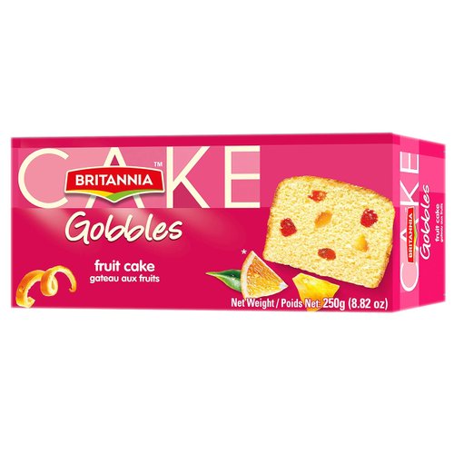 BRITANNIA Fruit Cake Tea Snacks 8.82oz (250g) - Delightfully Smooth, Soft and Delicious Cake - Breakfast & Tea Time Snacks (Pack of 1)