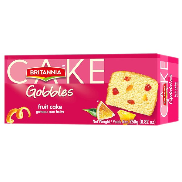 BRITANNIA Fruit Cake Tea Snacks 8.82oz (250g) - Delightfully Smooth, Soft and Delicious Cake - Breakfast & Tea Time Snacks (Pack of 1)