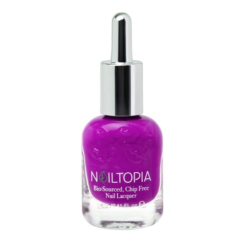 Nailtopia - Plant-Based Chip Free Nail Lacquer - Non Toxic, Bio-Sourced, Long-Lasting, Strengthening Polish - Curve Ball (Bright Purple) - 0.41oz