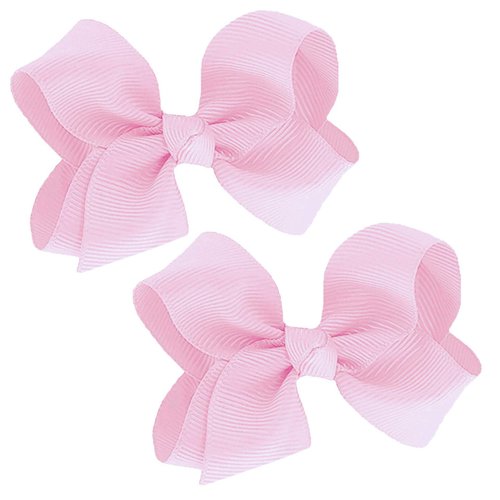 WD2U Girls Set of 2 Small Grosgrain 3" Pigtail Hair Bows French Clip Barrettes Cream Ivory