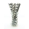 Black Wedding Straws Combo Pack, Bubble Tea Straws, Long Drinking Straws, Retro Graduation Paper Straws (75 Pack) - Black Striped, Polka Dot & Zig Zag Party Straws