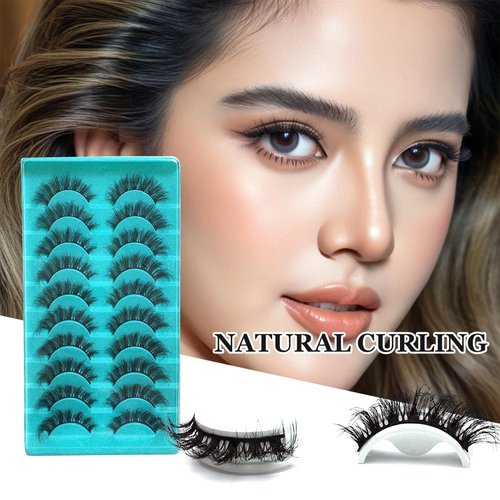 Wffenhefragrance 3D Curl Artificial Mink Eyelashes - Fluffy Wispy Lashes 10 Pairs|Natural Look,Easy to Apply&Reusable|Perfect for Daily Wear,Parties&Special Occasions|9-16-18mm