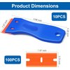 10 Pcs Razor Scraper with 100 Pcs Plastic Blades, Plastic Razor Blade Scraper Tool, Cleaning Scraper Remover for Removal Floor Stove Scraping Labels and Decals Sticker on Car Window Glass