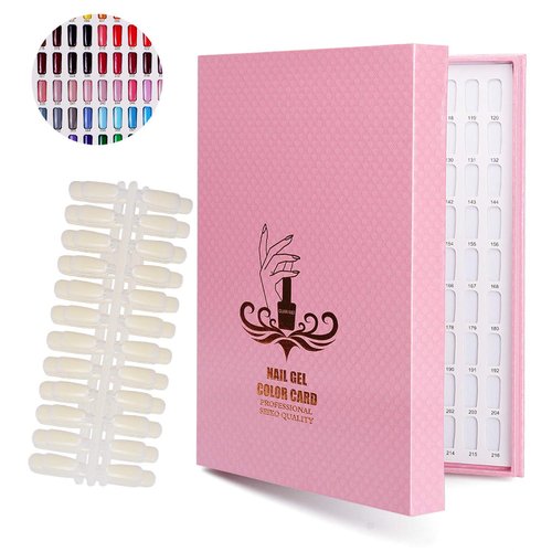 Noverlife 216 Nail Colors Chart Display, Nail Gel Polish Display Book with 216 False Nail Tips, P...