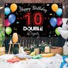 HTDZZI Happy 10th Birthday Backdrop Banner, 10th Birthday Decorations for Girls Boys, Double Digits 10 Year Old Birthday Party Yard Sign Photo Props Decor for Outdoor Indoor, Fabric, Sturdy