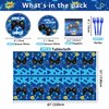 81 Pcs Video Game Party Supplies - 7th Birthday Video Game Party Decor Dinner Plates Napkins Video Game Tablecloth Forks Gaming Party Pack for Kid Boy 7th Birthday Party, Serves 20 (7th)