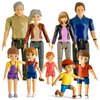 Dollhouse People, Bendable Dollhouse Family Set – 9 Poseable Figures Including Grandpa, Grandma, Mom, Dad, Sister, Brother, Cousins, and a Baby Girl – Perfect for Dollhouse Play and Imaginative Fun
