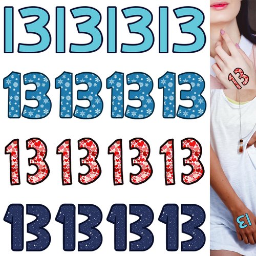 16 Pcs Number 13 Temporary Tattoos 13 Hand Tattoo Stickers Removable Tattoo Singer Album Theme Concert Outfit Tour Merch Concert Rave Accessories Inspired Fans Gifts