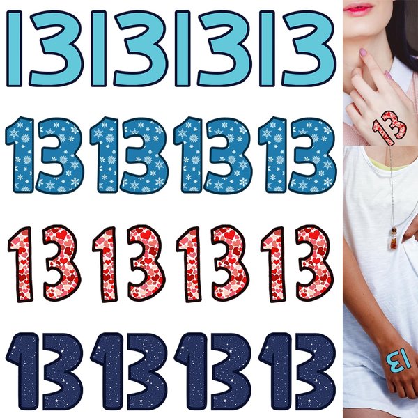 16 Pcs Number 13 Temporary Tattoos 13 Hand Tattoo Stickers Removable Tattoo Singer Album Theme Concert Outfit Tour Merch Concert Rave Accessories Inspired Fans Gifts
