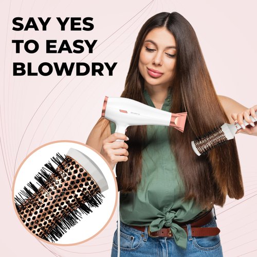 Lily England Round Hair Brush Set, 4 Piece Professional Blow Dry Kit with 3 Round Brushes and Comb for Styling, Beauty Gifts Sets for Women (White)