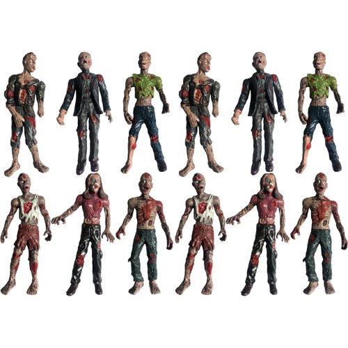 PowerTRC Toy Zombie Action Figures with Movable and Detachable Joints | Mini Zombie Figurines | Great for Presents, Decoration, and Party Favors | Pack of 6, 4 Inches Tall Zombies (12 Pcs)