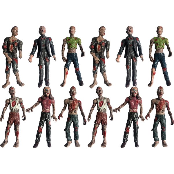 PowerTRC Toy Zombie Action Figures with Movable and Detachable Joints | Mini Zombie Figurines | Great for Presents, Decoration, and Party Favors | Pack of 6, 4 Inches Tall Zombies (12 Pcs)