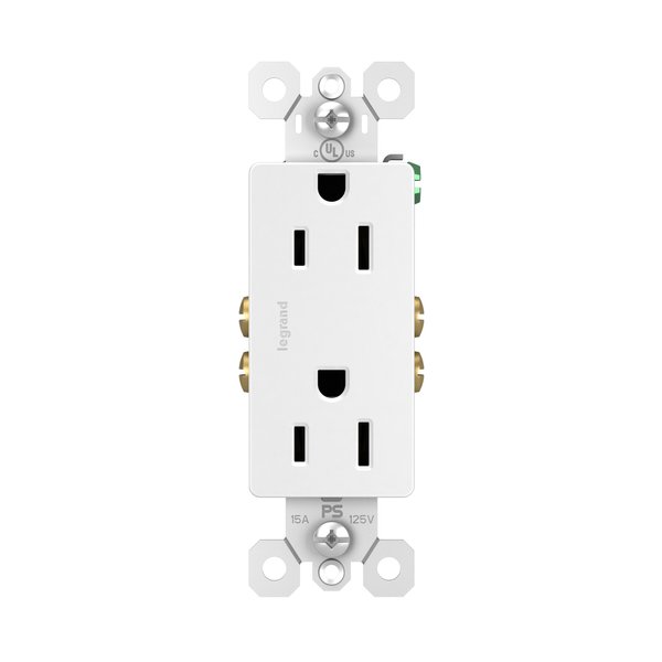 Legrand radiant 885WCC21 15 Amp Decorator Duplex Outlet, Side Wire or Push Wire, White (1 Count)